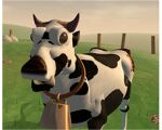 This is a screen shot of a cow from 3-D computer animation.